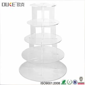 5 Tiers White Acrylc Cupcake Stand esküvői torta kijelző állványok