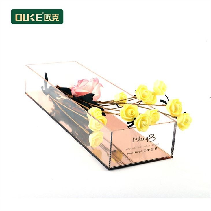 Clear Acrylic Tray With Rose Gold Mirror Bottom