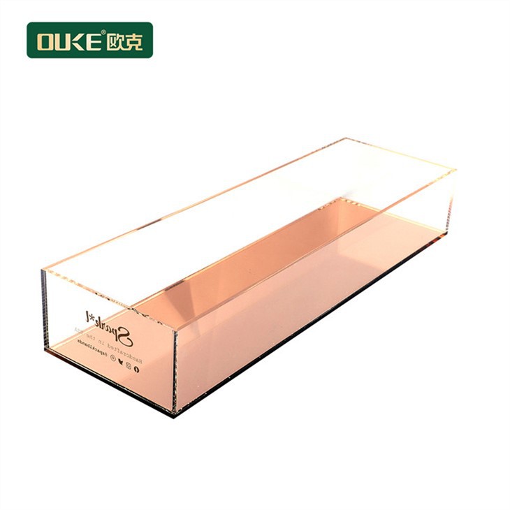 Clear Acrylic Tray With Rose Gold Mirror Bottom