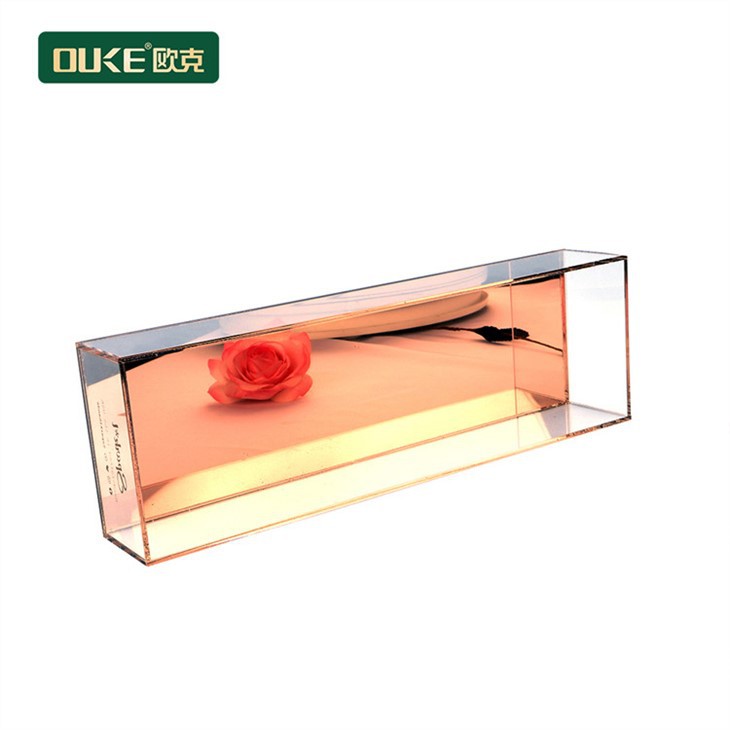 Clear Acrylic Tray With Rose Gold Mirror Bottom